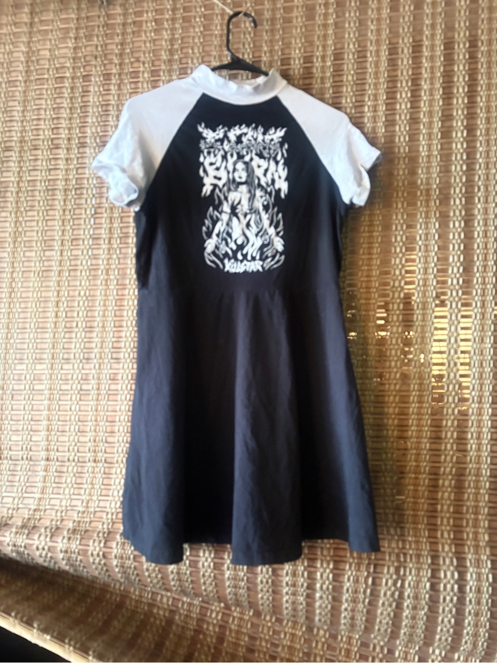 Killstar Black and White Graphic Raglan Midi Dress